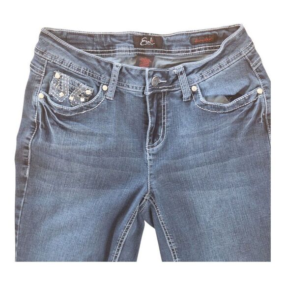 EARL Jeans Bling Slim Boot Y2K Stretch Denim Rhinestones Lace size 6 Embellished - Picture 4 of 15